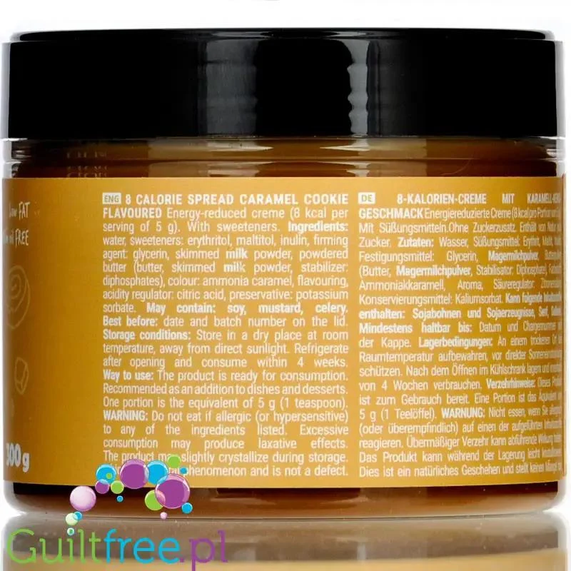 Locco Caramel Cookie Spread 150kcal - niskotłuszczowy krem do smarowania bez cukru, Karmelowe Ciasteczko