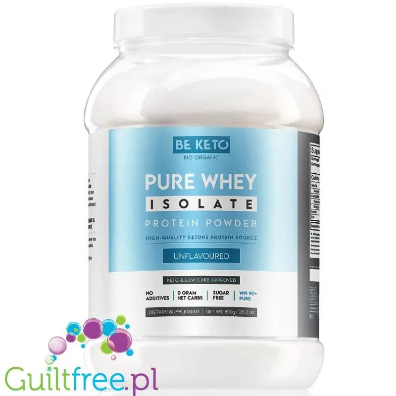 BeKeto™ Pure Isolate 0,8kg - Białko, Izolat bezsmakowy bez słodzików i aromatów, keto odżywka białkowe