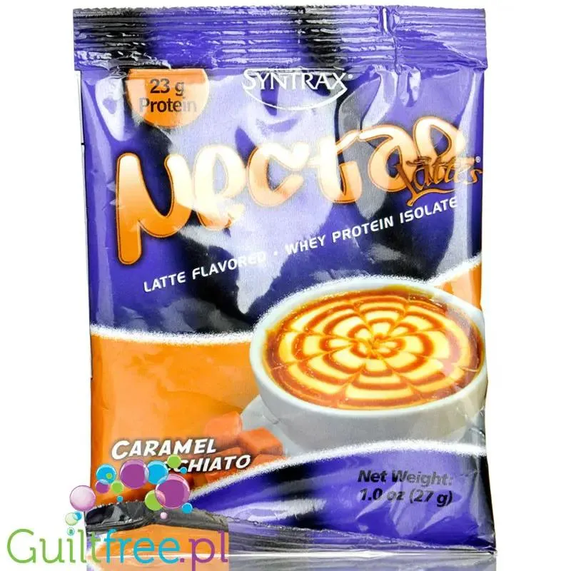 Syntrax Nectar Lattes Caramel Macchiato, saszetka - odżywka białkowa bez cukru i bez tłuszczu