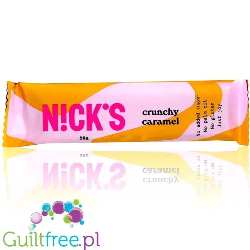 N!CK'S Nicks Crunchy Caramel 88kcal - czekoladka z krokantem migdałowym bez dodatku cukru ze stewią i erytrolem