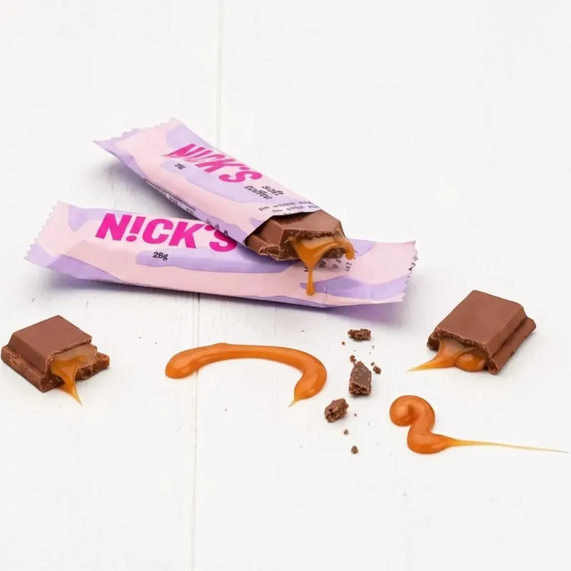 N!CK'S Nicks Soft Toffee 110kcal - czekoladka z nadzieniem karmelowym bez dodatku cukru ze stewią i erytrolem