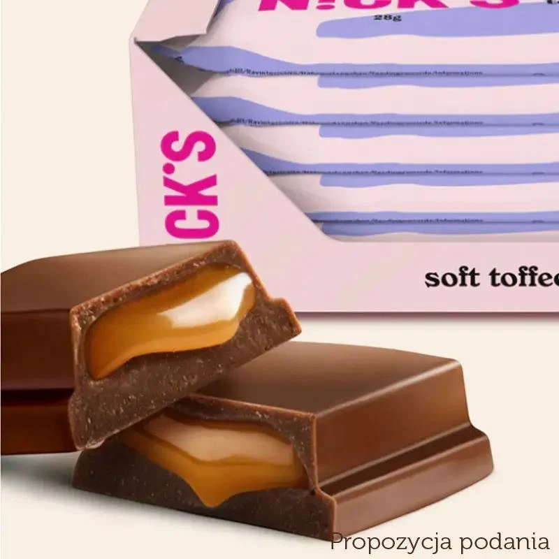 N!CK'S Nicks Soft Toffee 110kcal - czekoladka z nadzieniem karmelowym bez dodatku cukru ze stewią i erytrolem
