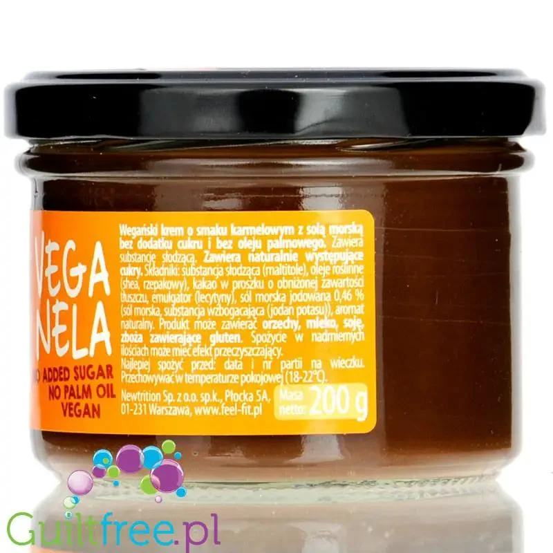 FeelFIT Veganela Salted Caramel - wegański krem o smaku karmelowym z solą morską bez dodatku cukru