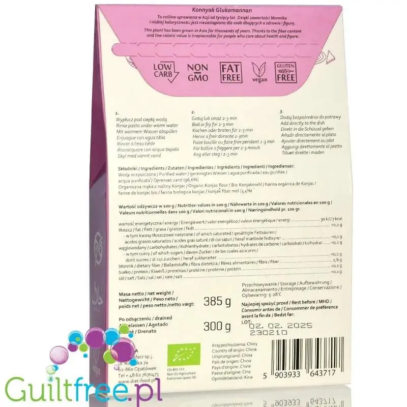 Diet Food Vermicelli Zero No Smell 300g - makaron konjac shirataki, cienkie nitki