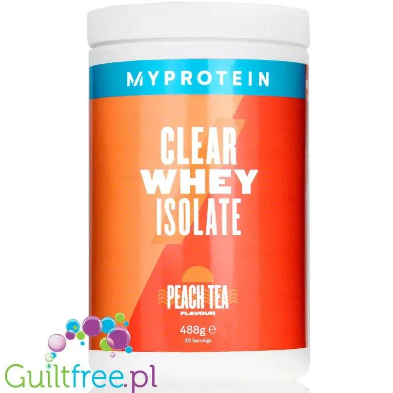 MyProtein Clear Whey Isolate Peach Tea 488g - hydrolizat smakowy, odżywka 20g białka w 90kcal Herbata Brzoskwiniowa