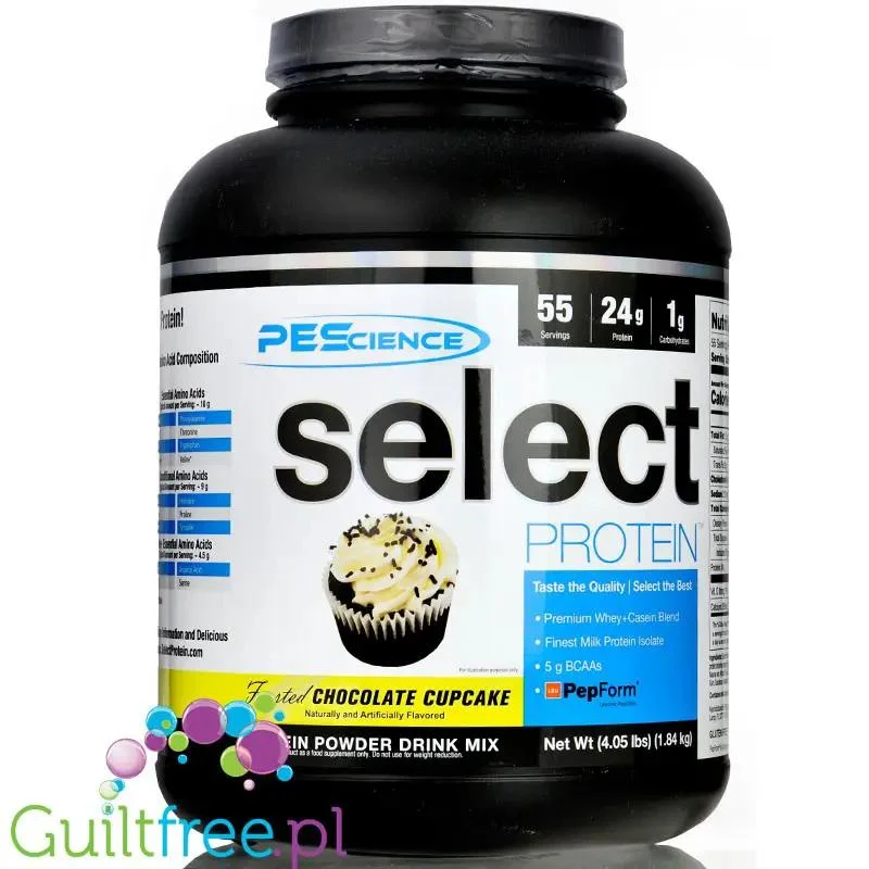 PEScience Select Protein Frosted Chocolate Cupcake 1,84g - odżywka białkowa 24g białka w 120kcal, kazeina & izolat,