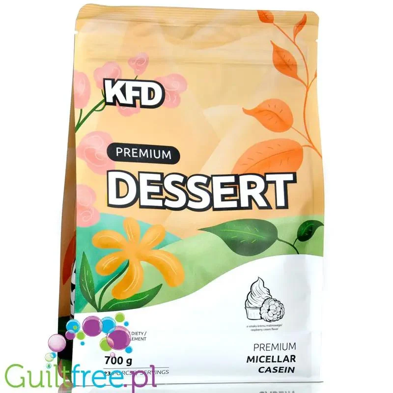 KFD Premium Protein Dessert Casein Raspberry Cream - kazeina o smaku Kremu Malinowego, gęste biako