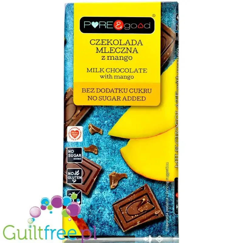 Pure & Good Czekolada mleczna z mango bez dodatku cukru i bez oleju palmowego