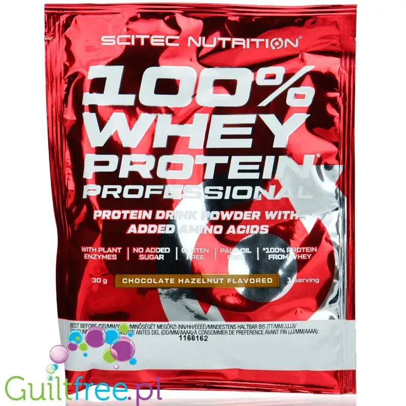 Scitec 100% Whey Chocolate Hazelnut - odżywka białkowa WPC z aminokwasami, bromelainą i papainą, Czekolada & Orzechy Laskowe