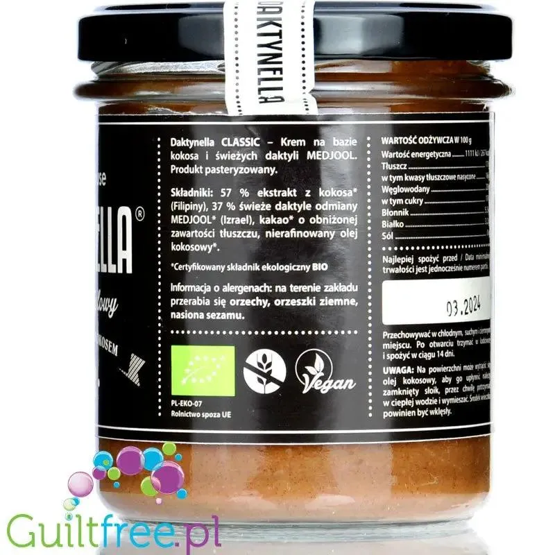 Organic House Daktynella Classic 280g - klasyczny krem daktylowo-kokosowy bez dodatku cukru, wegański & organiczny