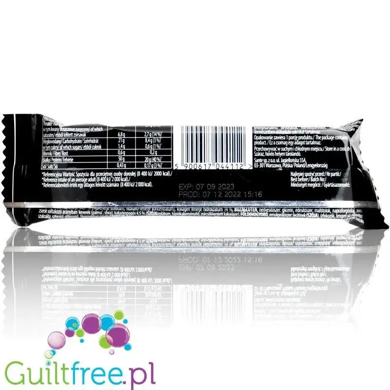 Sante GO ON! Premium Whey Bar Protein 50% Cookie&Cream - baton 161kcal & 20g białka