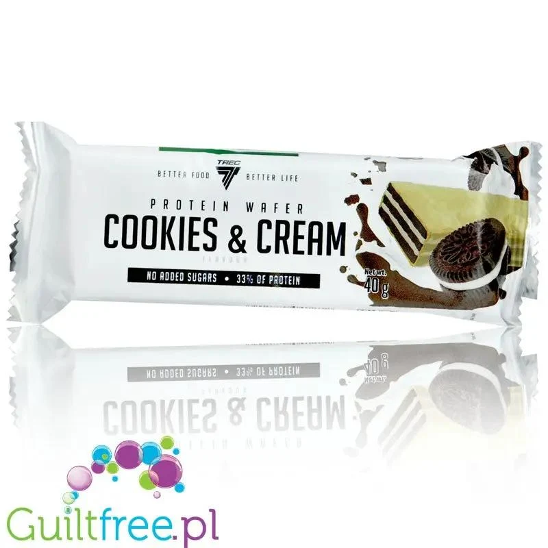 Trec Protein Wafer Cookies & Cream - wafelek proteinowy z kremem waniliowym w polewie z białej czekolady