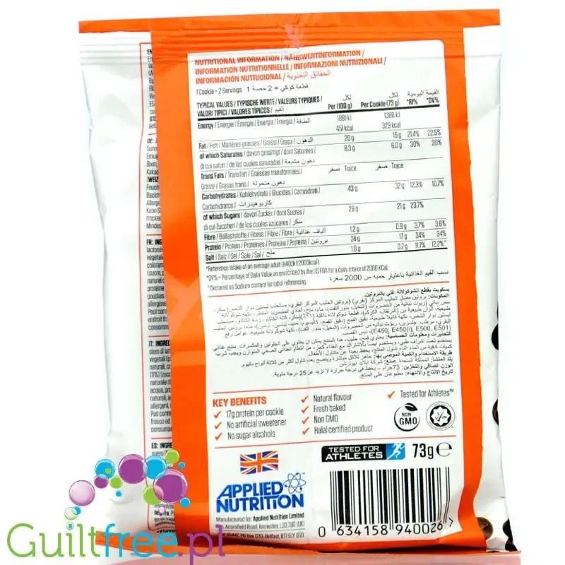 Applied Nutrition Critical Cookie Salted Caramel & Chocolate Chip - XXL ciacho 17g białka bez słodzików z kawałkami czekolady