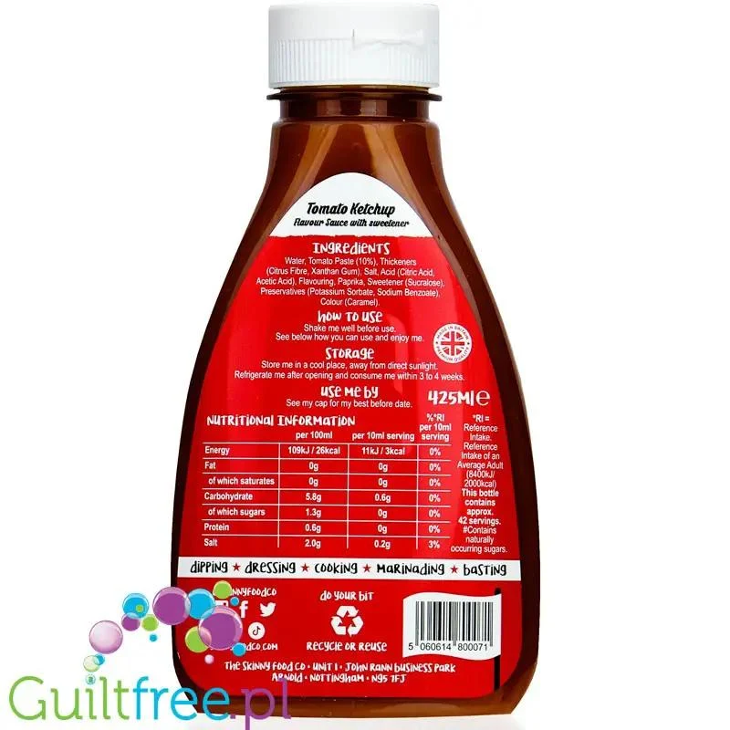 Skinny Food Tomato Ketchup - kanapkowy sos pomidorowy bez tłuszczu