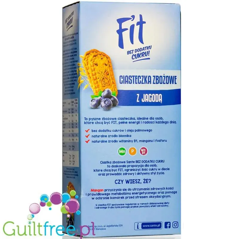 Sante Fit Cereal Biscuits Blueberry - ciasteczka zbożowe z jagodami bez dodatku cukru