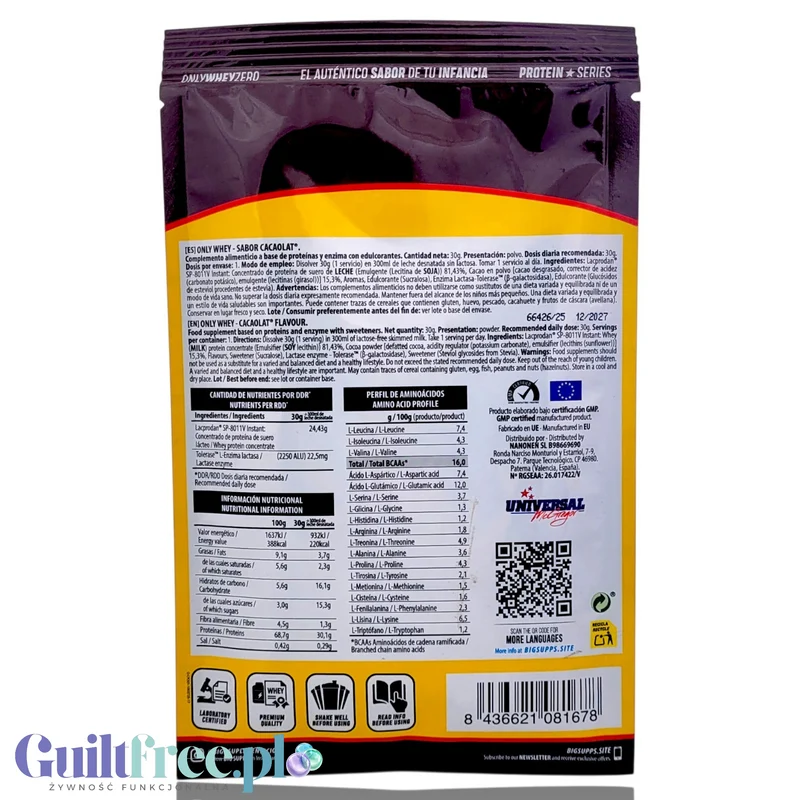 BIG® Only Whey Zero Volac 80 Cacaolat - saszetka 30g
