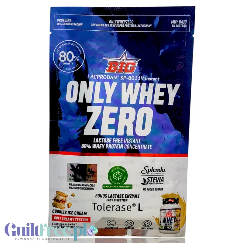 BIG® Only Whey Zero Volac 80 Cookies Ice Cream - saszetka 30g znakomita odżywka proteinowa z białkiem Lacprodan