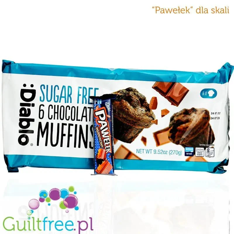 Diablo Sugar Free Chocolate Muffins - 6 babeczek bez cukru, smak Czekoladowy