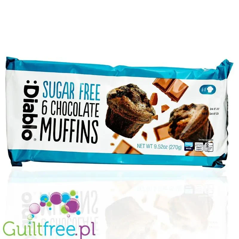 Diablo Sugar Free Chocolate Muffins - 6 babeczek bez cukru, smak Czekoladowy