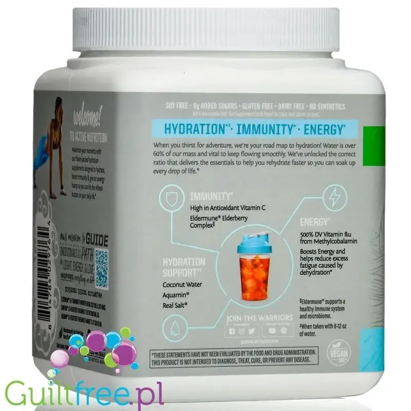 Sunwarrior Active Hydration Tropical Vibes - wegańska formułą nawilżająca z Aquamin®, Eldermune® & Sunfiber®