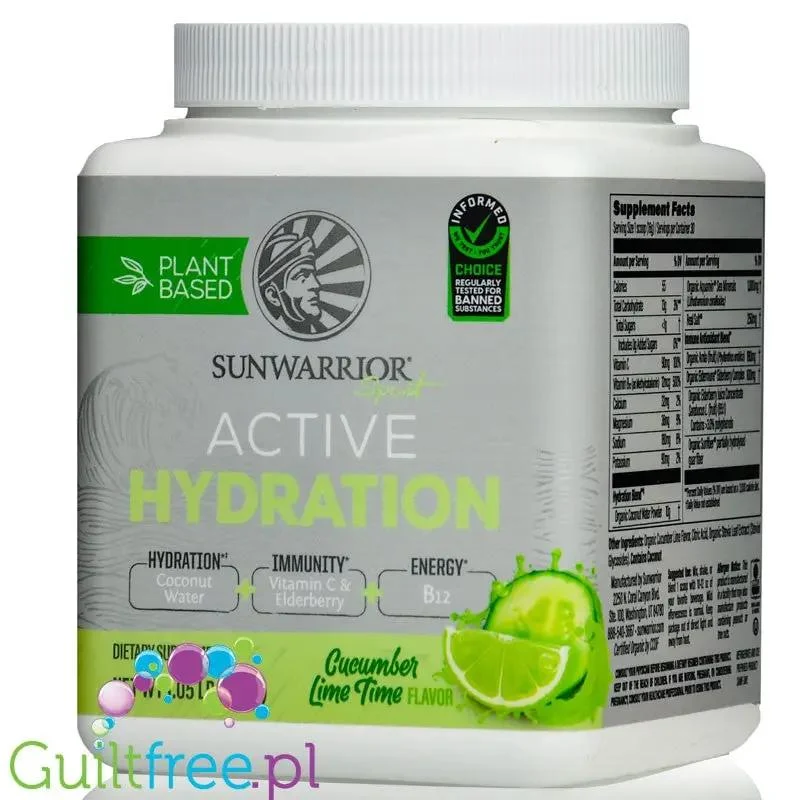 Sunwarrior Active Hydration Cucumber Lime - wegańska formułą nawilżająca z Aquamin®, Eldermune® & Sunfiber®