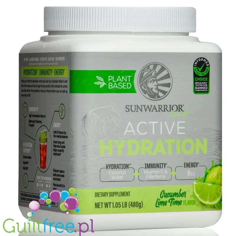 Sunwarrior Active Hydration Cucumber Lime - wegańska formułą nawilżająca z Aquamin®, Eldermune® & Sunfiber®