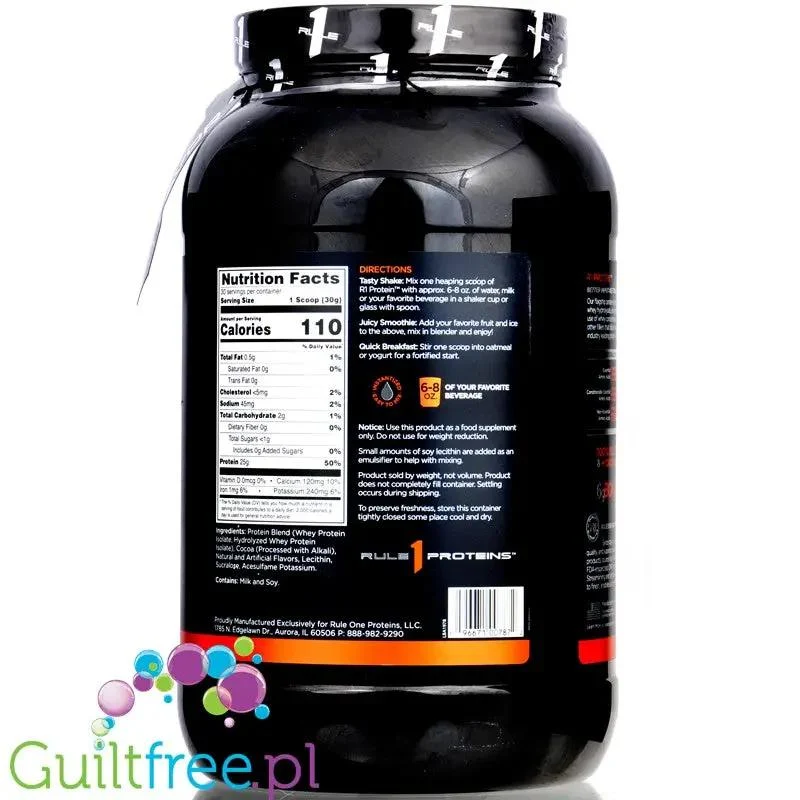 Rule1 R1 Protein Caffé Mocha 0,9KG - beztłuszczowa odżywka białkowa WPI & WPH, 25g białka & 110kcal