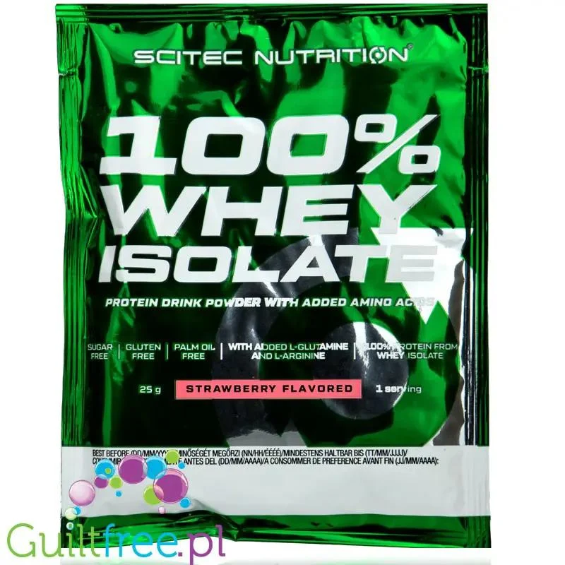 Scitec 100% Whey Isolate Strawberry - odżywka białkowa WPI, Truskawka