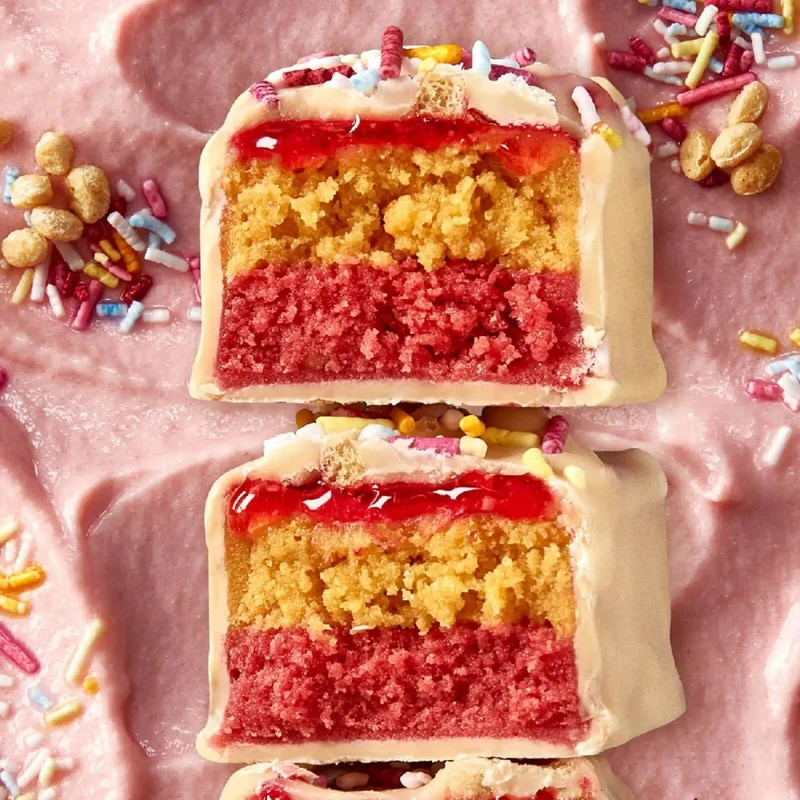 MyProtein 6 Layer Vanilla Birthday Cake - sześciowarstwowy baton białkowy Tort Waniliowy & Biała Czekolada