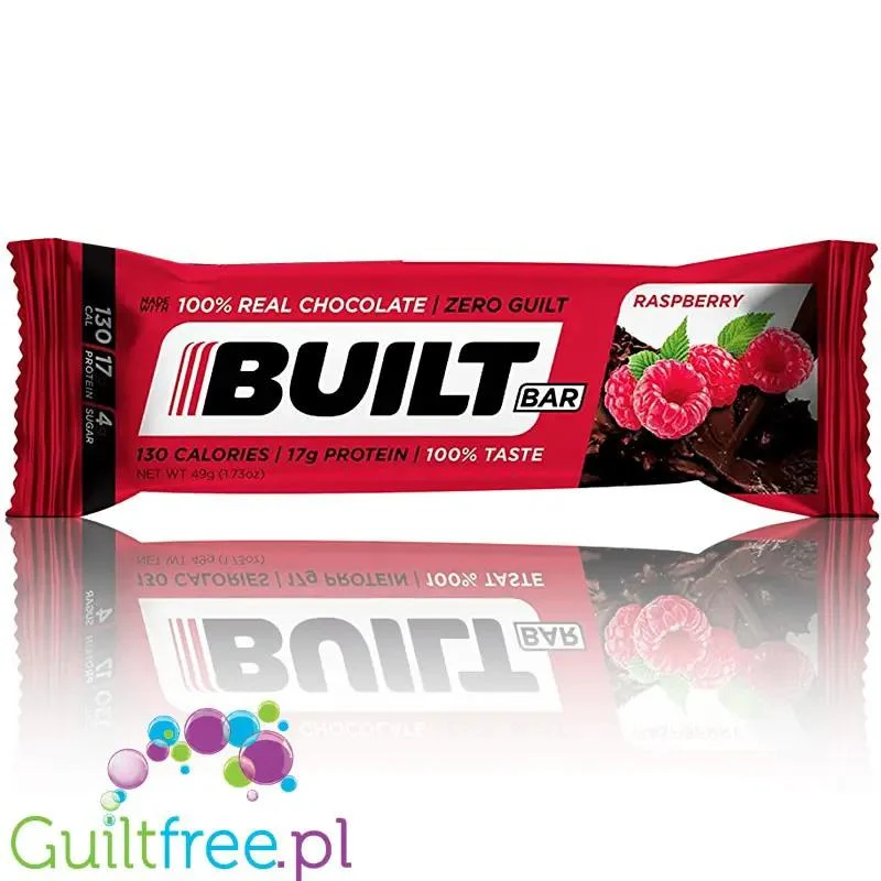 Built Protein Bar, Raspberry - 17g białka & 130kcal, niskokaloryczny baton białkowy