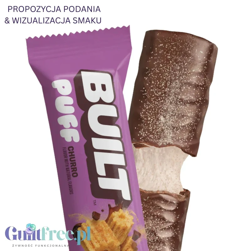 Built Bar Protein Puffs Churro - proteinowy baton marshmallow w czekoladzie 17g białka & 140kcal