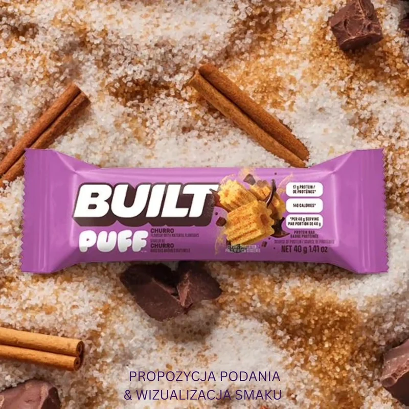 Built Bar Protein Puffs Churro - proteinowy baton marshmallow w czekoladzie 17g białka & 140kcal