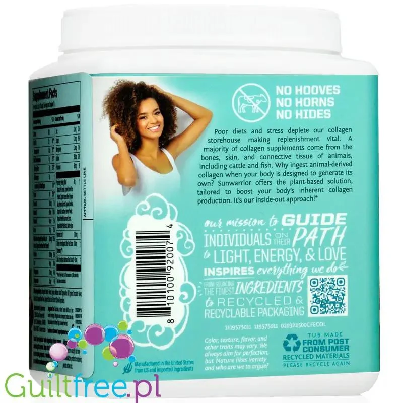 Sunwarrior Collagen Building Peptides, Churro - wegańska odżywka białkowa stymulująca wytwarzanie kolagenu