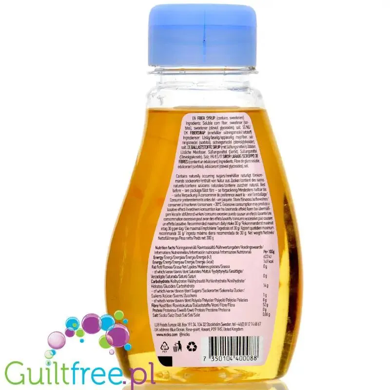 N!CK'S Nicks Fibersirup - gęsty syrop słodzący 50% błonnika ze stewią