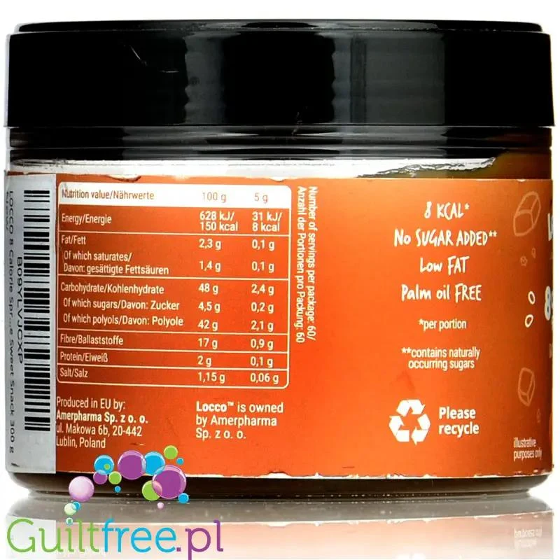 Locco Salted Caramel Spread 150kcal - niskotłuszczowy krem do smarowania bez cukru, Solony Karmel