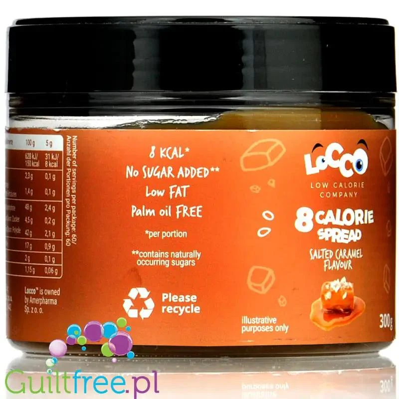 Locco Salted Caramel Spread 150kcal - niskotłuszczowy krem do smarowania bez cukru, Solony Karmel