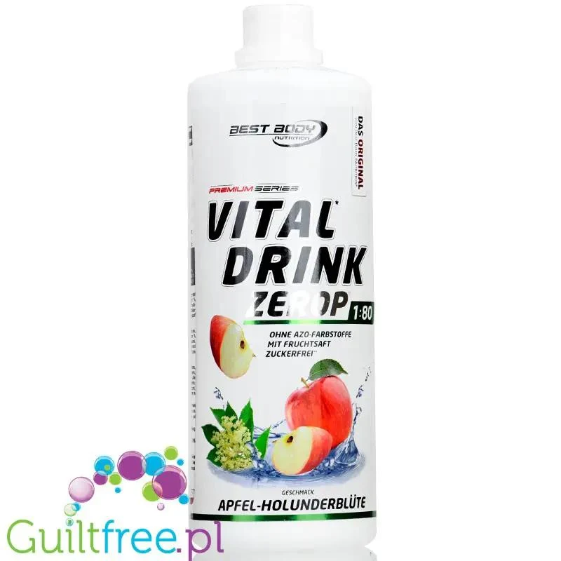 Vital Drink Apple Elderflower 1L - koncentrat bez cukru z witaminami, Cordial Jabłkowy