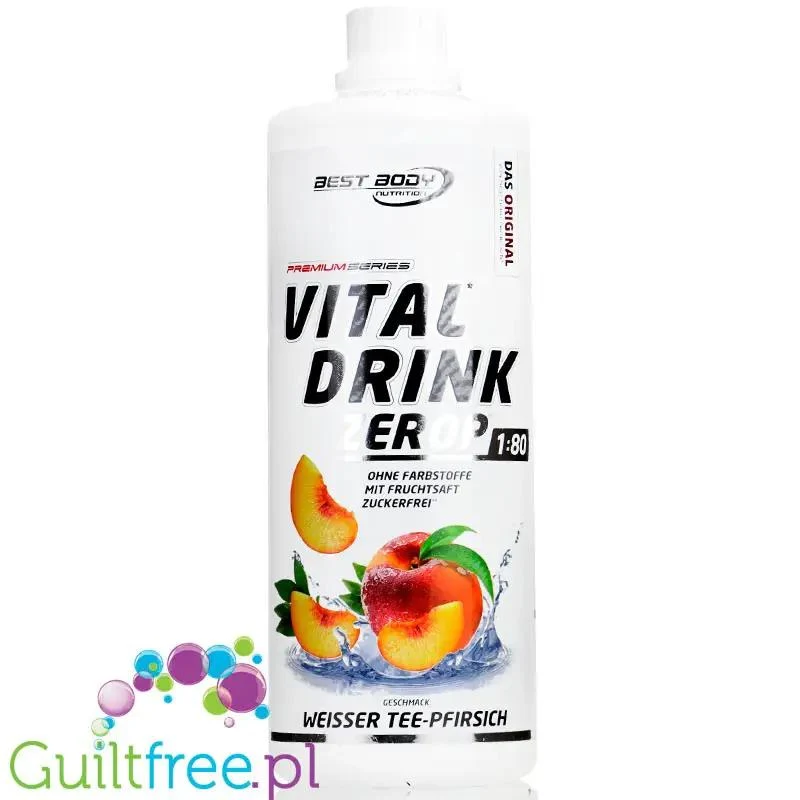 Vital Drink White Tea Peach 1L - koncentrat bez cukru z witaminami, Biała Herbata & Brzoskwinia