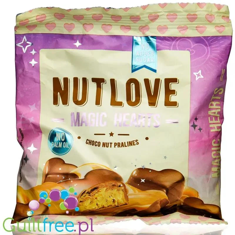 NutLOVE Magic Hearts Choco Nut Pralines - Pralinki z czekolady mlecznej bez cukru