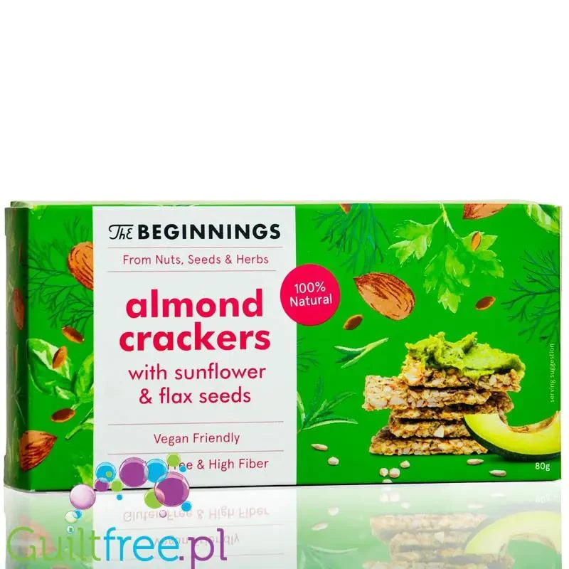 The Beginnings Almond & Seed Crackers - keto krakersy błonnikowe z migdałami i siemieniem lnianym