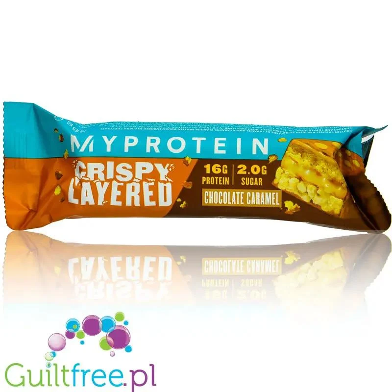 MyProtein Layer Crispy Chocolate Caramel - baton białkowy z karmelem, masłem orzechowym & mleczną czekoladą