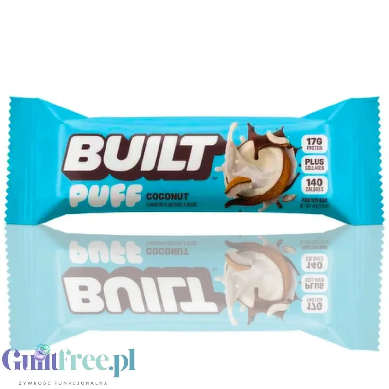 Built Bar Protein Puffs Coconut - proteinowy baton marshmallow w czekoladzie 17g białka & 140kcal