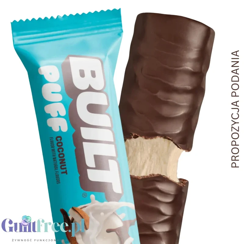 Built Bar Protein Puffs Coconut - proteinowy baton marshmallow w czekoladzie 17g białka & 140kcal