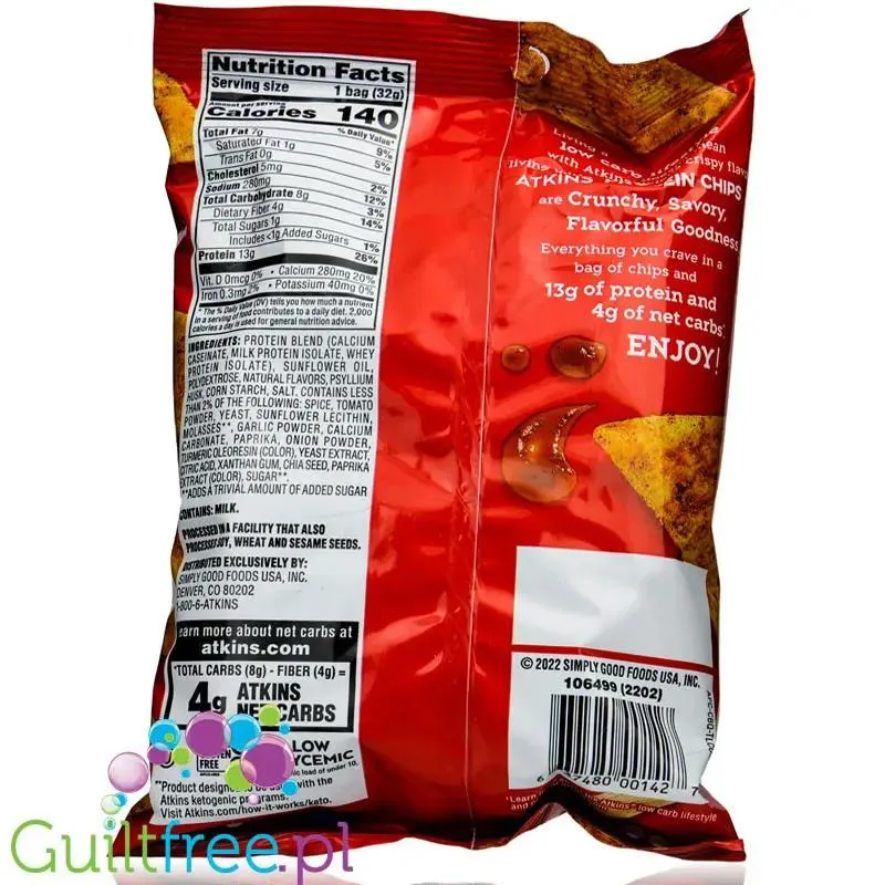 Atkins Protein Chips Chipotle BBQ - pikantne keto chipsy 13g białka 4g węglowodanów