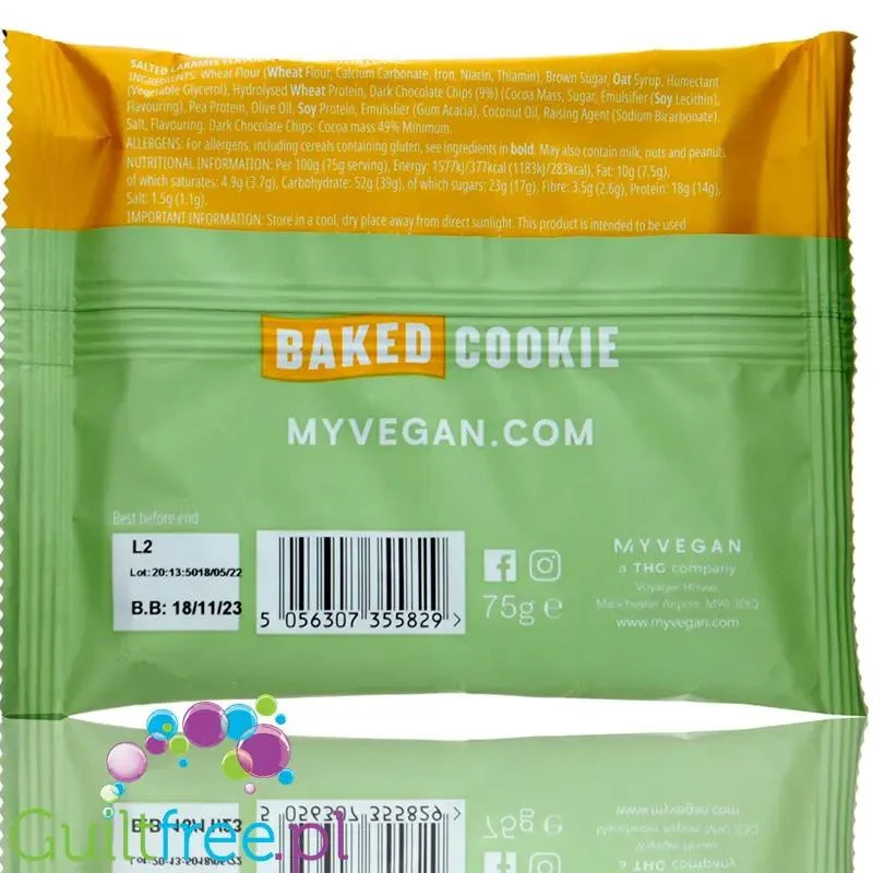 MyProtein Baked Cookie Chocolate Chip - wielkie wegańskie ciastko proteinowe 14g białka