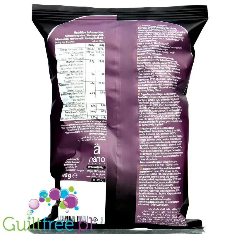 Nano Ä Vegan Protein Chips Hot Barbecue - wegańskie chipsy białkowe BBQ bez soi i mleka