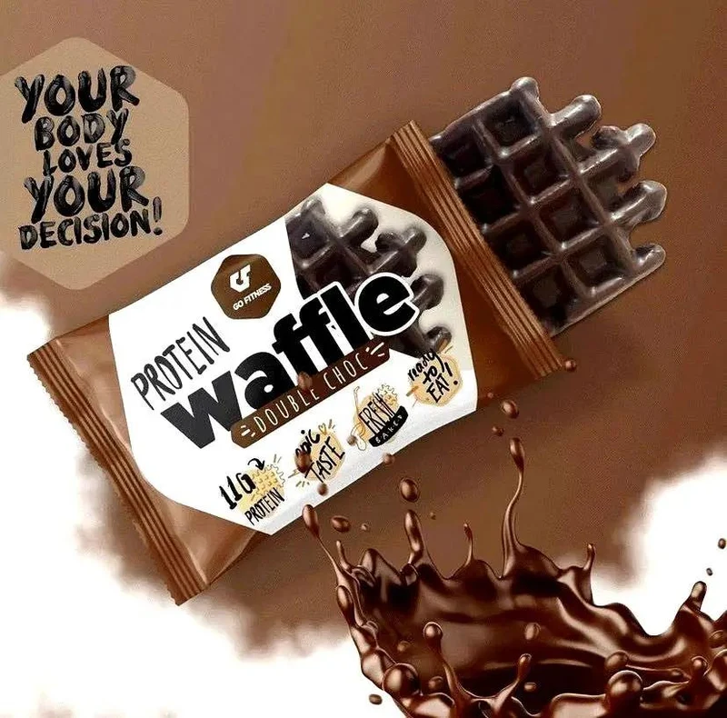 Go Fitness Protein Waffle Double Choc - czekoladowy gofr proteinowy 12g białka & 214kcal
