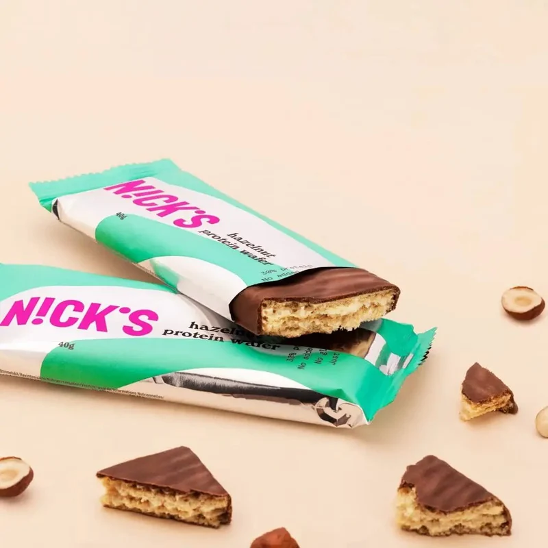 N!CK'S Nicks Protein Wafer Hazelnut - bezglutenowy wafelek proteinowy z kremem orzechowym w polewie czekoladowej