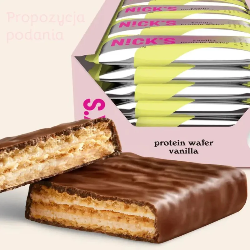 N!CK'S Nicks Protein Waffer, Vanilla - bezglutenowy wafelek proteinowy, Wanilia & Śmietanka