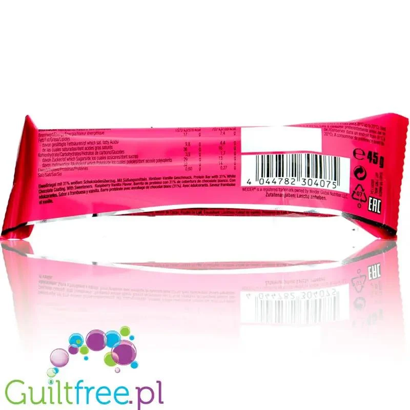 Yippie! Bar Fruits, Raspberry Vanilla, baton proteinowy 169kcal Malina & Wanilia